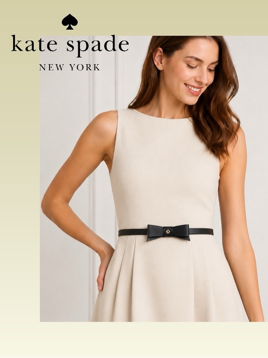 kate spade Accessories - Kate Spade New York Black Bow Belt L/XL Gold Spade Logo NIB